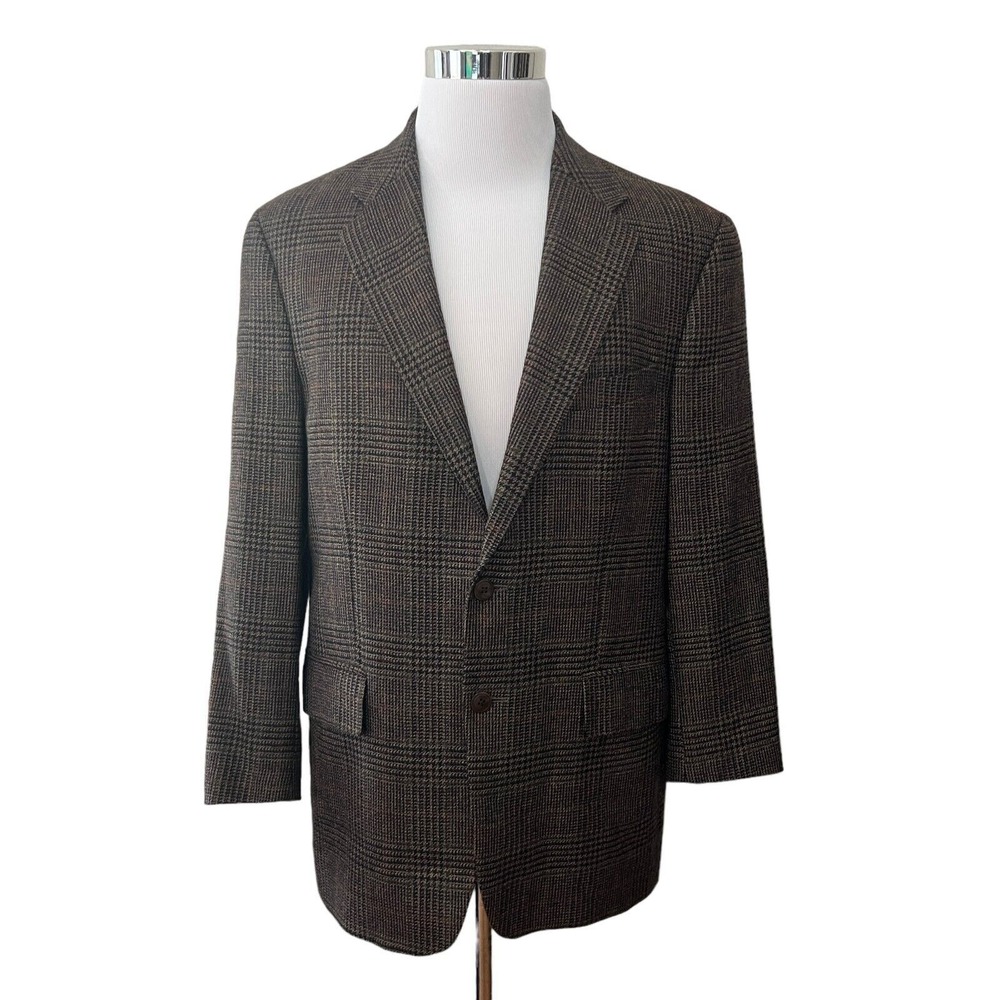 Ralph Lauren Chaps Blue Green Red‎ Lambswool Tweed Blazer Jacket Sport Coat